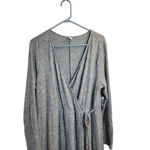 Old Navy NWT Super Soft 1X Gray Wrap Front Midi Skater Dress - Picture 3 of 10